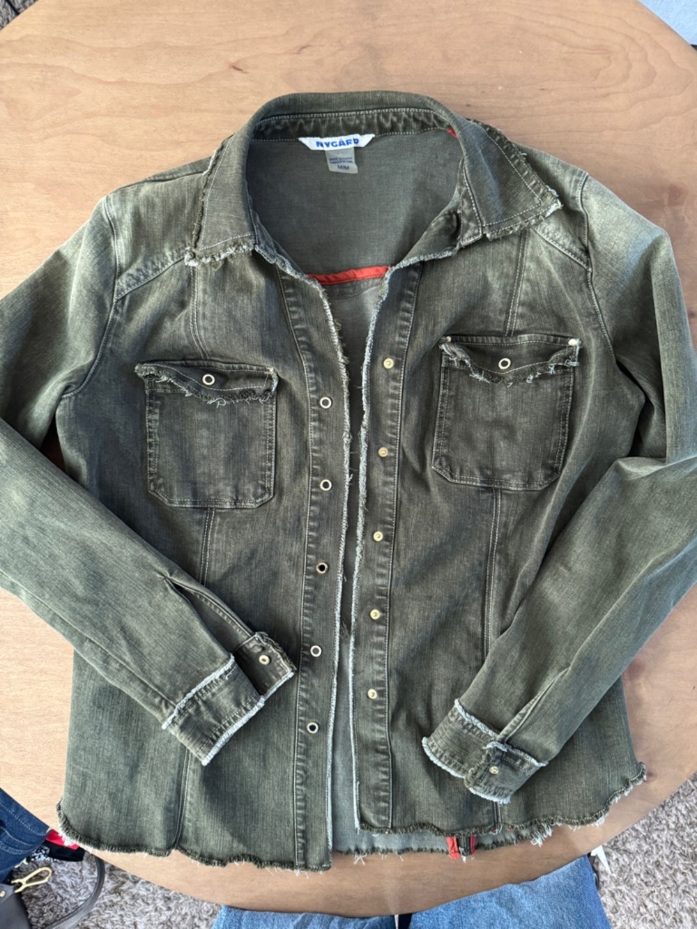 Nygard Olive Washed Button-Up Shacket